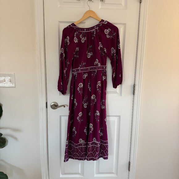 NWT Loft Petite Floral Puff Sleeve Button Midi Dress 00P - Picture 8 of 8